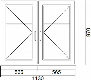 Window PVC 1130 x 970mm with outside opening system