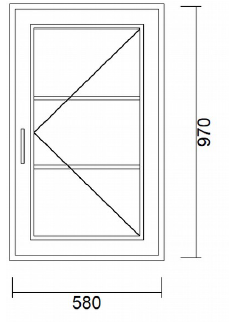Window PVC 580 x 970mm with outside opening system